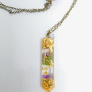 Collier Pendule Fleurs Séchées - Améthyste & Monnaie du Pape