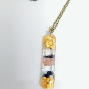 Collier Pendule Fleurs Séchées - Onyx & Coquelicot