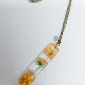 Collier Pendule Fleurs Séchées - Rose & Gypsophile